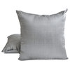 Art Silk Plain, Solid Set of 2, 26"x26" Throw Pillow Cover - Silver Gray Luxury