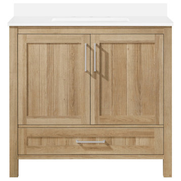 Ove Decors Kansas 18" Single Sink Vanity With Countertop, White Oak, 36 in.