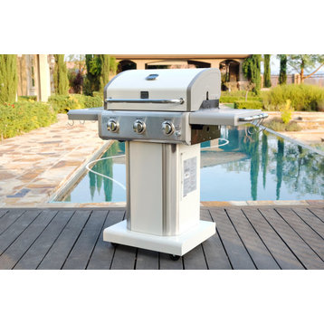 Kenmore 3 Burner Gas Grill with Side Shelves, Pearl
