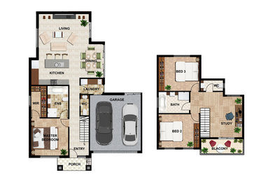 2D colour floor plans