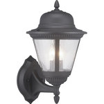 Progress Lighting - Westport Collection 2-Light Medium Wall Lantern, Black - The Westport Collection offers transitional styling to complement a variety of architectural exteriors. A durable die-cast aluminum frame cradles a softly diffused seeded glass shade. The tow-light medium wall lantern is finished is Black.