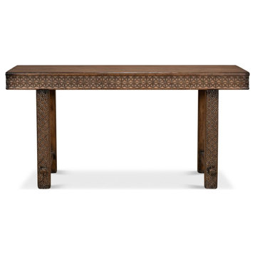 Honeycomb & Cross Console Table Solid Wood