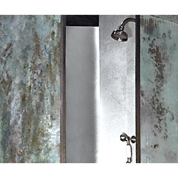 Glass Fabrication - Acid Etched Gilded Glass Walls.
