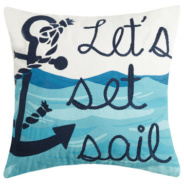 Let's Set Sail Embroidered and Printed Pillow