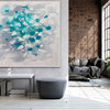 48x48 inches white blue gray art Original Large Modern Painting MADE TO ORDER