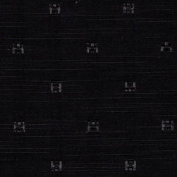 Patrice (noir) plain black curtain fabric with subtle square design - Curtain Fabric