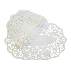 Xia Home Fashions - Somerset Embroidered Cutwork Floral Traycloths, 12"x18", Set of 4 - Placemats
