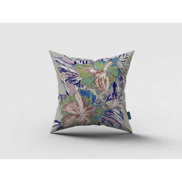 16" Lilac Green Hibiscus Suede Decorative Throw Pillow
