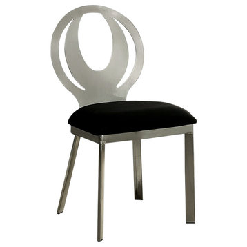 Orla Contemporary Side Chair With Black Microfabric Seat, Set Of 2