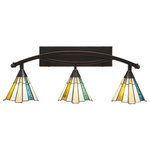Toltec Lighting - Bow 3-Light Bath Bar, with 7" Sequoia Art Glass, Black Copper - * The beauty of our entire product line is the opportunity to create a look all of your own, as we now offer over 40 glass shade choices, with most being available as an option on every lighting family. So, as you can see, your variations are limitless. It really doesn't matter if your project requires Traditional, Transitional, or Contemporary styling, as our fixtures will fit most any decor.