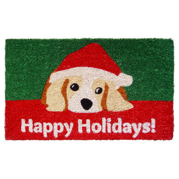 Entryways Dog Lovers' Holiday Hand Woven Coconut Fiber Doormat