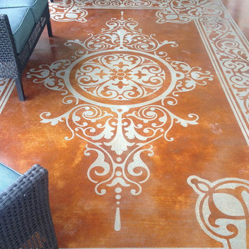 Stenciled Concrete - Outdoor living area