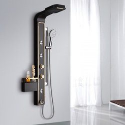 Paris Waterfall Rainfall Wall Mounted Shower Panel with Massage Jets, Tub Spout - Shower Panels And Columns