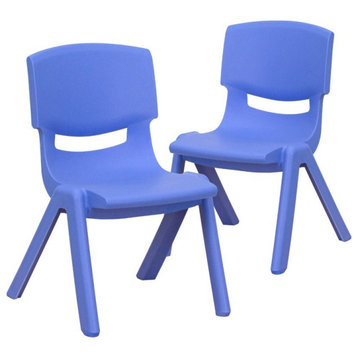 Flash Furniture 10.5" Plastic Stackable Preschool Chair in Blue (Set of 2)