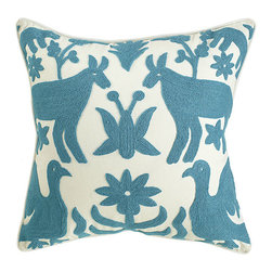 Otomi Pillow - Turquoise - Decorative Pillows