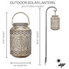 13.25" �Shimmering Gold Solar Outdoor Punched Metal Hanging Lantern
