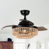 35.83 in Wood Beads Ceiling Fan with 3 Retractable Blades and Remote