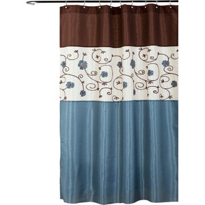 Cocoa Flower Red Shower Curtain 72x72 Contemporary Royal Garden Blue Shower Curtain