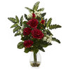 Nearly Natural Rose and Chryistam Silk Flower - 1308-RD
