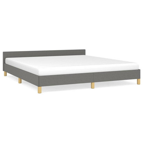 vidaXL Fabric King Platform Bed Frame, Slats Support, No Mattress, Dark Gray