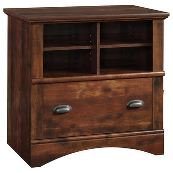 Harbor View 2 Piece Computer Desk with Hutch and File Cabinet Set in Cherry