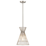 Z-Lite - Alito One Light Mini Pendant, Polished Nickel - Indulge in a love of industrial aesthetics with a light fixture styled to deliver casual easygoing personality in a targeted space. This mini-pendant from the Alito collection offers a gleaming polished nickel finish iron frame creating a geometric silhouette and a cage-style wire design. A matching down rod and canopy offer palette consistency and a luscious look to punctuate any space.