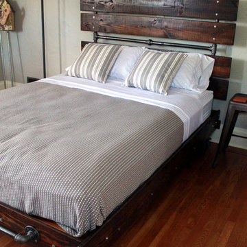 Custom bed frames with reclaimed wood