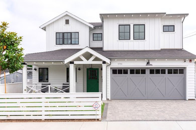 Inspiration for a farmhouse exterior home remodel in Orange County