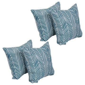 17" Jacquard Throw Pillows With Inserts, Set of 4, Demeter Caspia