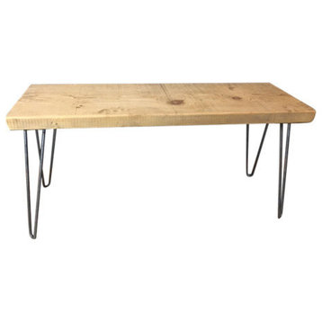 Handmade Coffee Table, Reclaimed Wood, Hairpin Legs, 12x60x18, Natural Wood