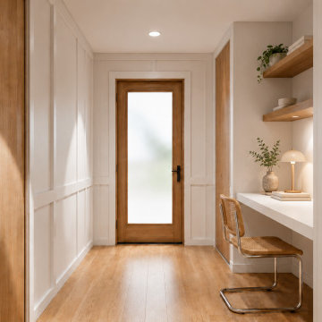 Modern Built-in Desk with Board and Batten Paneling
