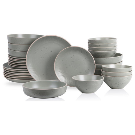 Stone Lain Lauren Stoneware 32 Piece Dinnerware Set, Green