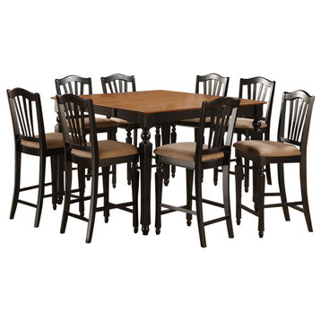 9-Piece Counter Height Set- Square Pub Table and 8 Kitchen Chairs