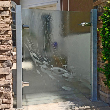 "Schooling Fish In Abstract" Cast and Etched Glass Gate