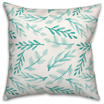 Blue Leafy Branches 18x18 Indoor / Outdoor Pillow
