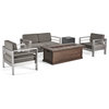 3-Piece Outdoor Aluminum Fire Table Sofa Set