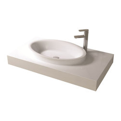 ADM Bathroom Design - ADM Eclipse Wall Mounted Sink, White, 35" - Bathroom Sinks