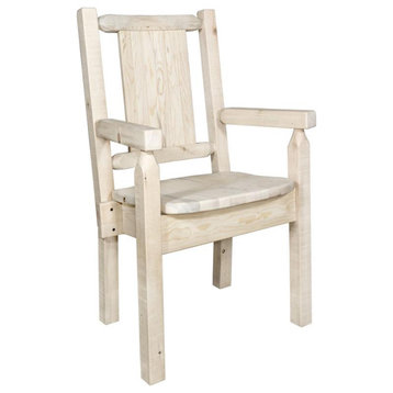 Montana Woodworks Homestead Wood Captain's Chair with Bronc Design in Natural