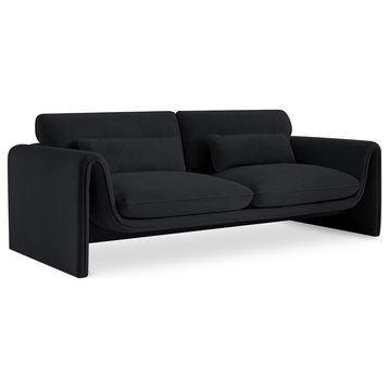 Sloan Black Velvet Fabric Sofa