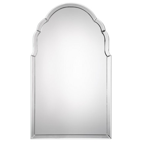 Gorgeous Frameless Venetian Arch Wall Mirror, Vanity Curved Glass Frame