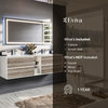 Eviva Vienna 75" Ash w/ White Frame Wall Mount Double Sink Bathroom Vanity