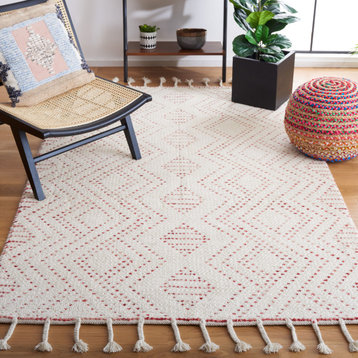 Safavieh Natura Nat184A Moroccan Rug, Ivory/Red, 2'3"x9'