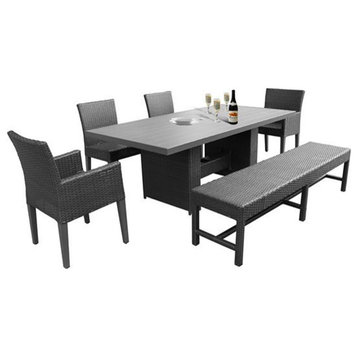 Barbados Rectangular Dining Table 2 Armless 2 Arm Chairs 1 Bench