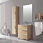 Eviva - Eviva Olivia 32" Beige Free Standing Bathroom Vanity With White Porcelain Sink - Eviva Olivia freestanding bathroom vanity is a modern piece of furniture with a very simple design and high gloss finish which make it a perfect addition to your bathroom decor. The vanity comes in 18" depth which makes it the right vanity for small bathrooms. Inspite of it's compact size,  the vanity features three spacious soft closing drawers to keep your bathroom well organized. Additionally this vanity is made in Spain and is constructed of a very high quality Engineered wood  and supported with Chrome Plated legs to maintain durability and longetivity. The Eviva Olivia bathroom vanity comes in two different sizes 24" and 32" and many different colors all in high gloss finish. Buy it now and remodel your bathroom. Price includes: bathroom vanity, hardware and white porcelain integrated sink.