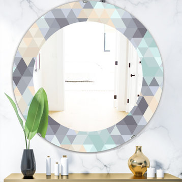 Designart Triangular Colourfields 28 Frameless Oval Or Round Wall Mirror, 32x32