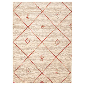 eCarpetGallery Moroccan Style, Ivory/Red Carpet, 7'10" x 10'2"