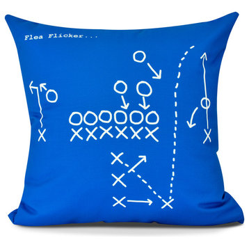 Flea Flicker, Geometric Print Indoor/Outdoor Pillow, Royal Blue,16 x 16-inch