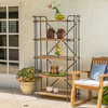 Pate Outdoor Iron 5-Shelf Bookcase, Antique Brown