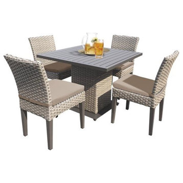 Monterey Square Dining Table with 4 Armless Chairs in Wheat