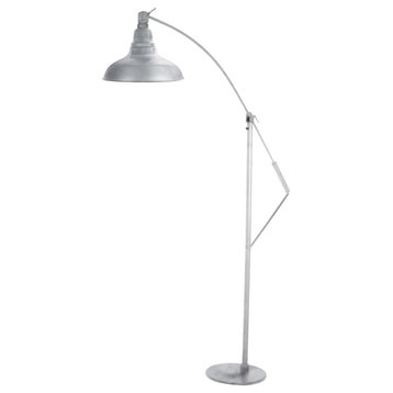 8" Dahlia LED Industrial Floor Lamp, Galvanized Silver